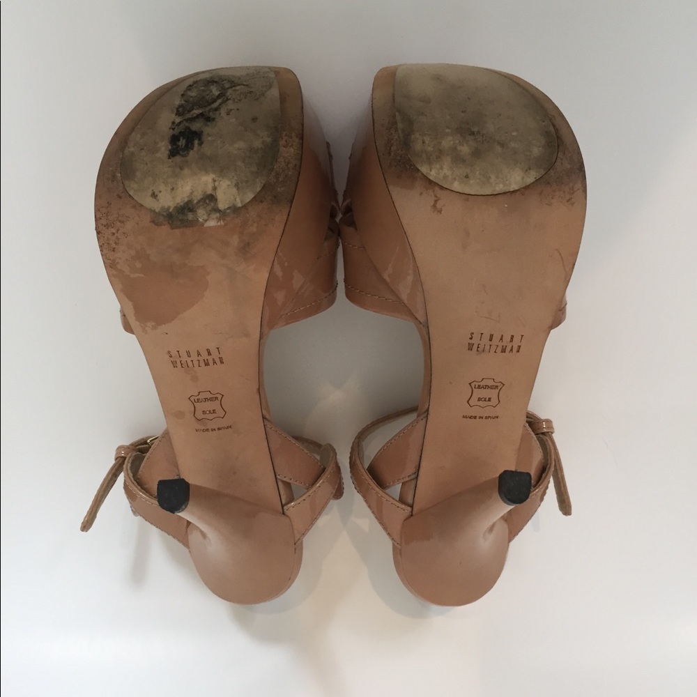 Stuart Weitzman nude patent Nexus platform sandals - Picture 3 of 8